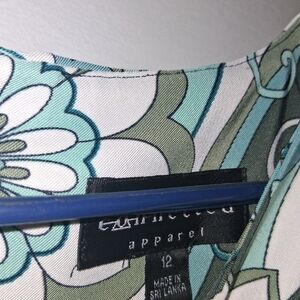 Connected Apparel Green and Blue Midi Dress